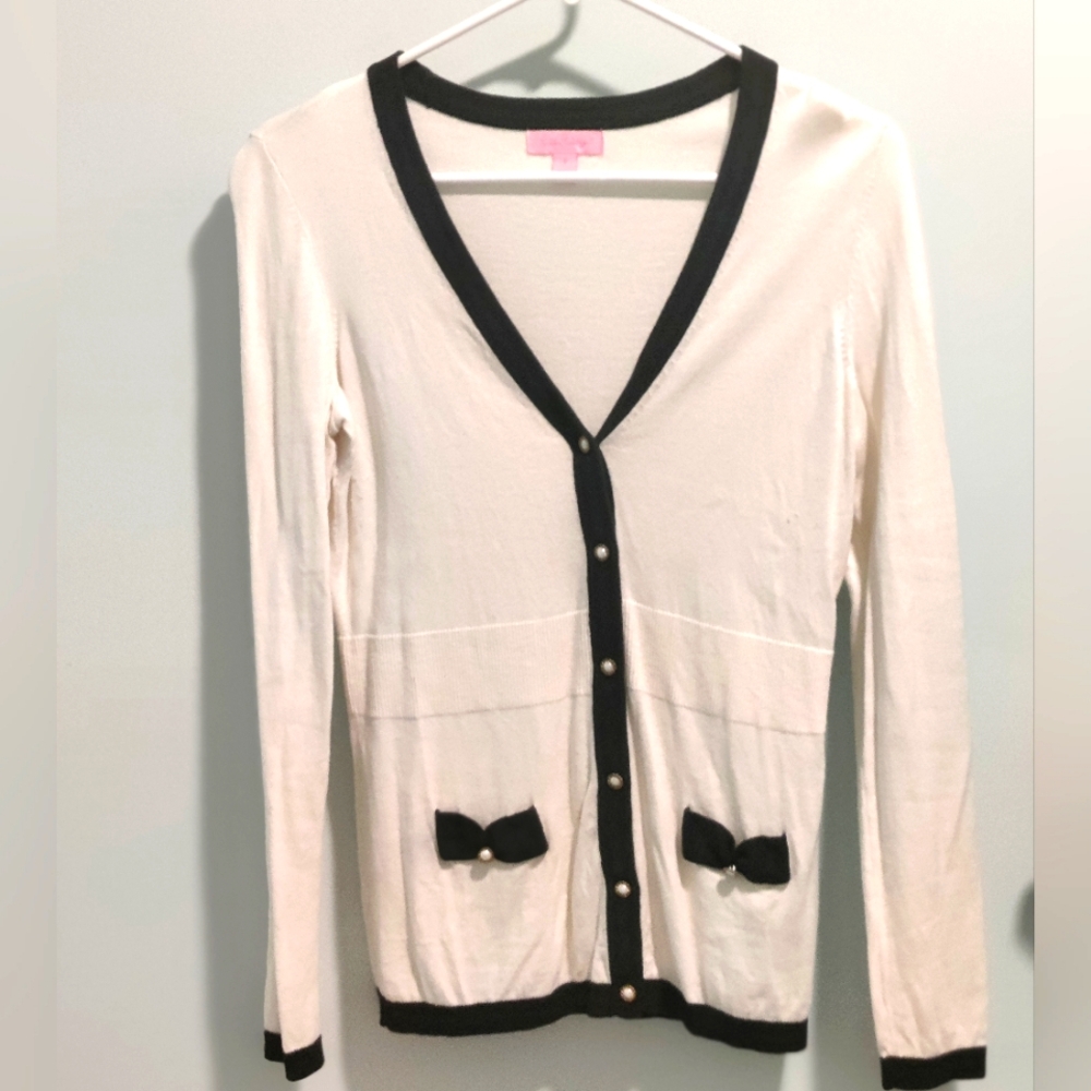 Cream & Black Lilly Pulitzer Cardigan, Small
